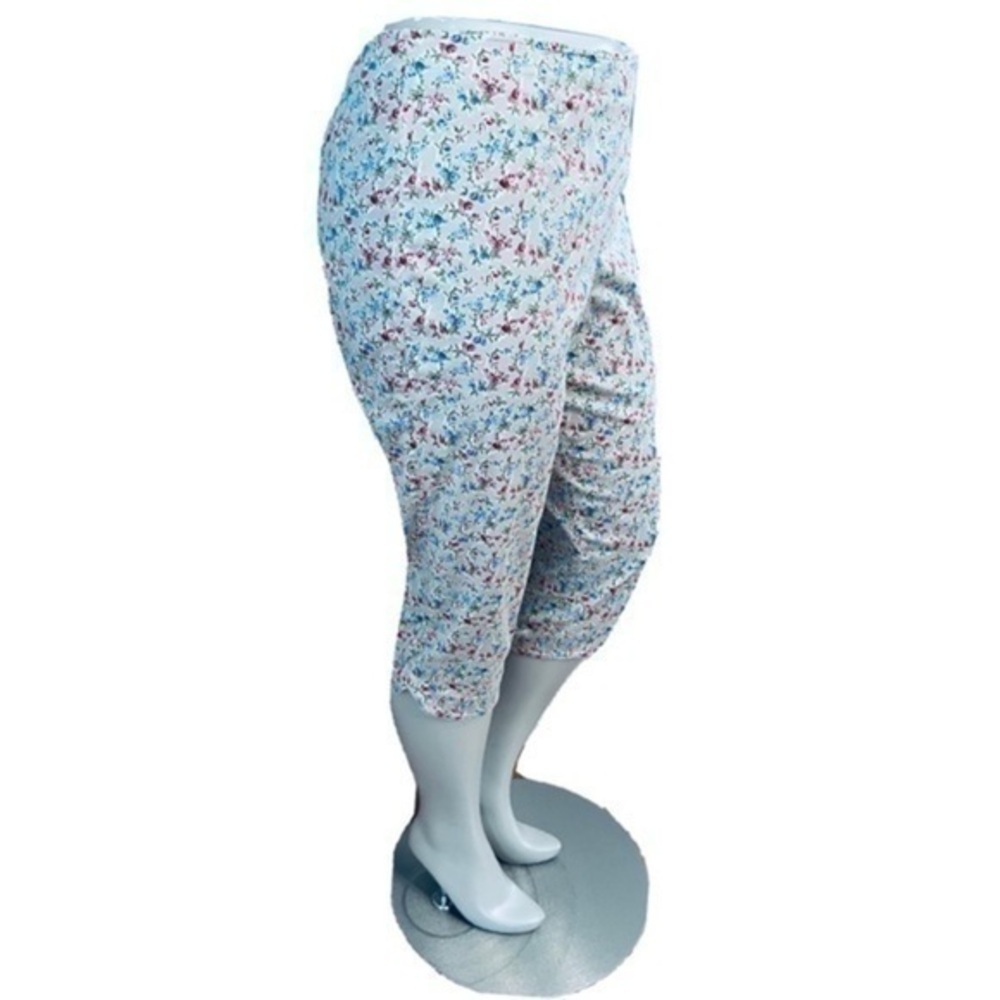 Covington Floral Capri Pants Capris Flowers Stretch Side Zip 16 Petite